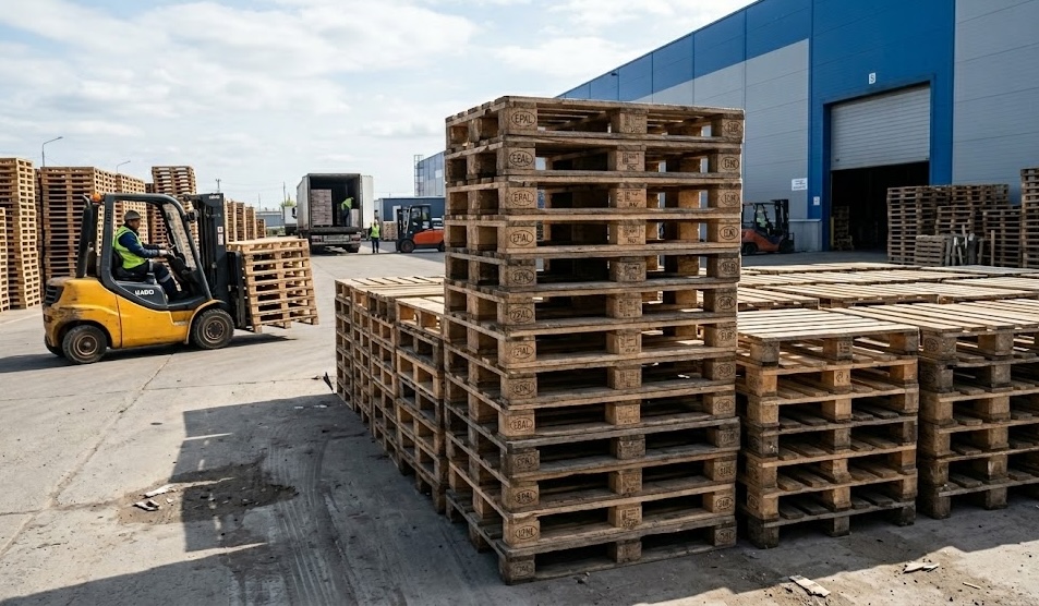 EPAL certified pallets being handled by forklift